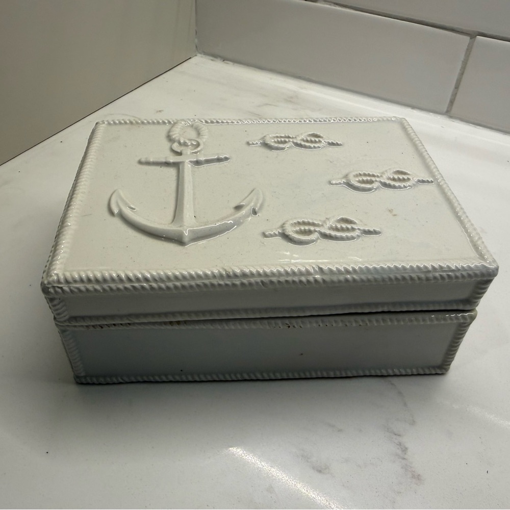 Mottahedeh Italy Nautical Anchor Trinket Box – 7” x 5”